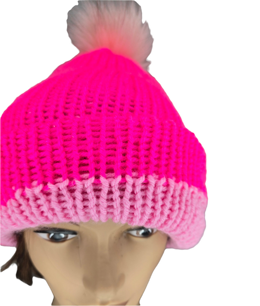 Knitted Hat with Pompom