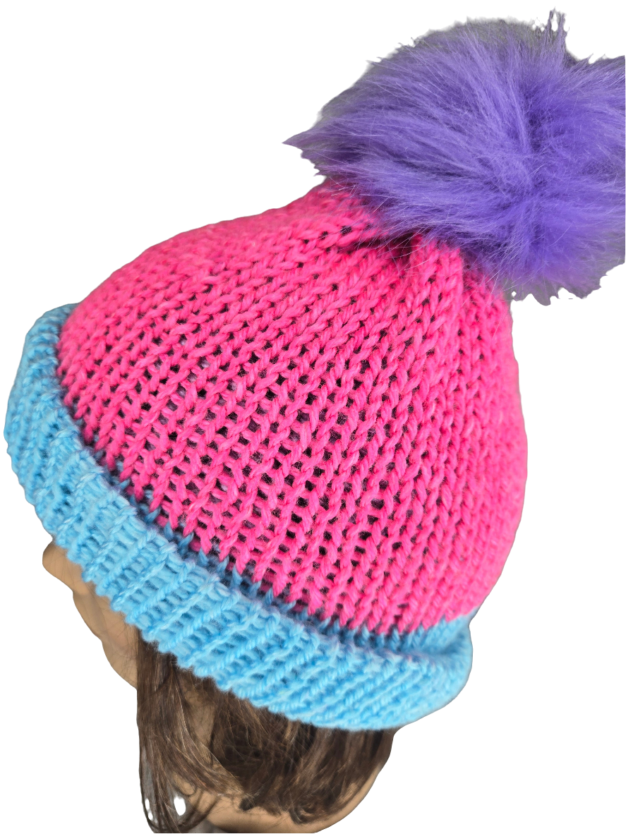 Knitted Hat with Pompom