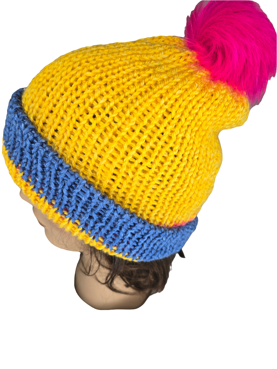 Knitted Hat with Pompom