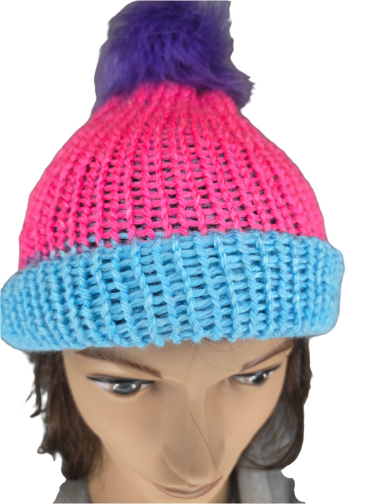 Knitted Hat with Pompom