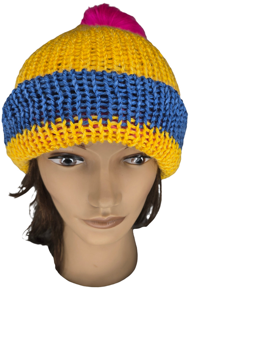 Knitted Hat with Pompom